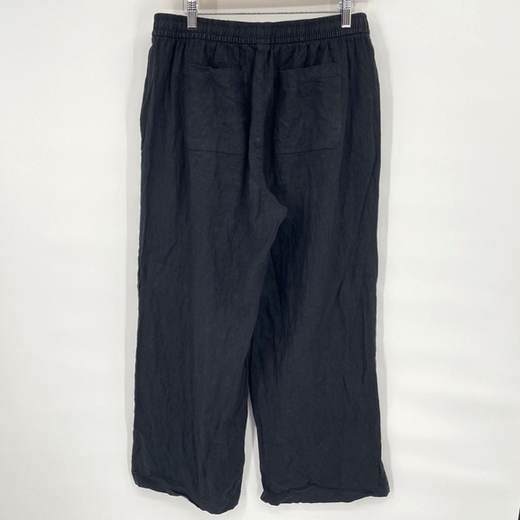 Old Navy Womens Medium Black Linen Blend Wide Leg Pull On Crop Pants‎ Minimalist - Picture 3 of 6